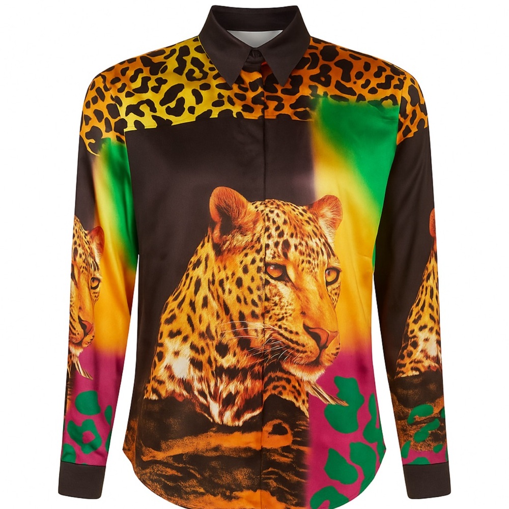Leopard Print Multicolor Men's Shirt